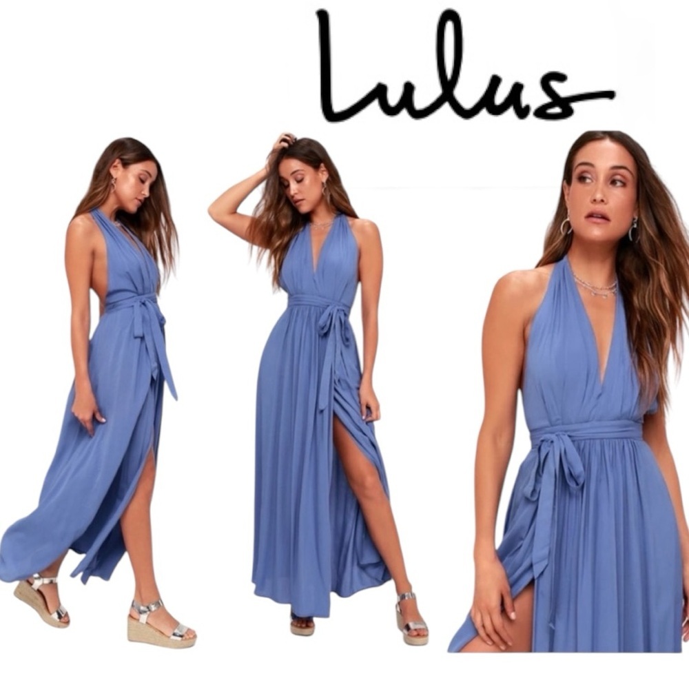 Lulus Magical Movement Periwinkle Blue Wrap Maxi Dress Size XS